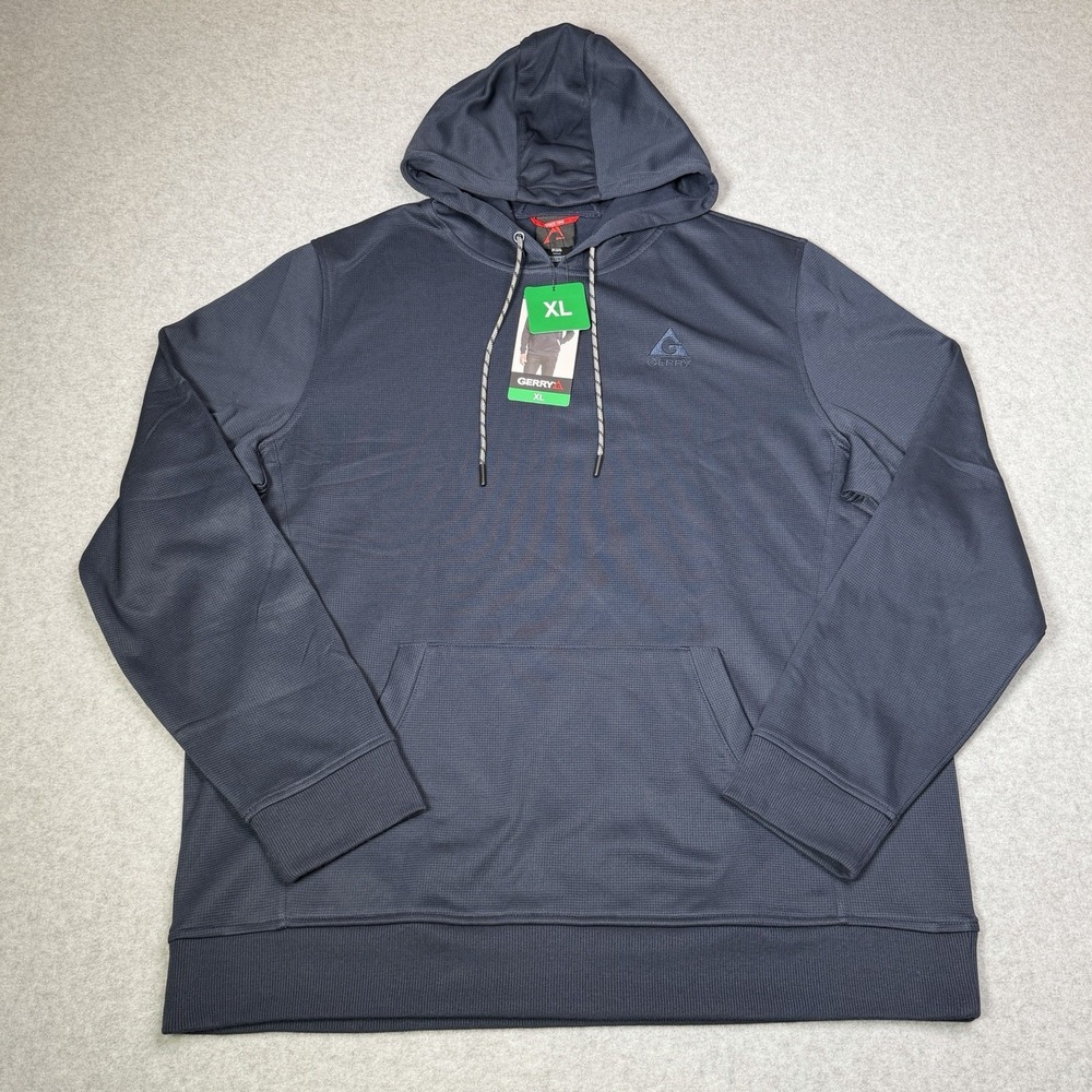 New Gerry Men's XL Blue Performance Lightweight Waffle Knit Textured Hoodie